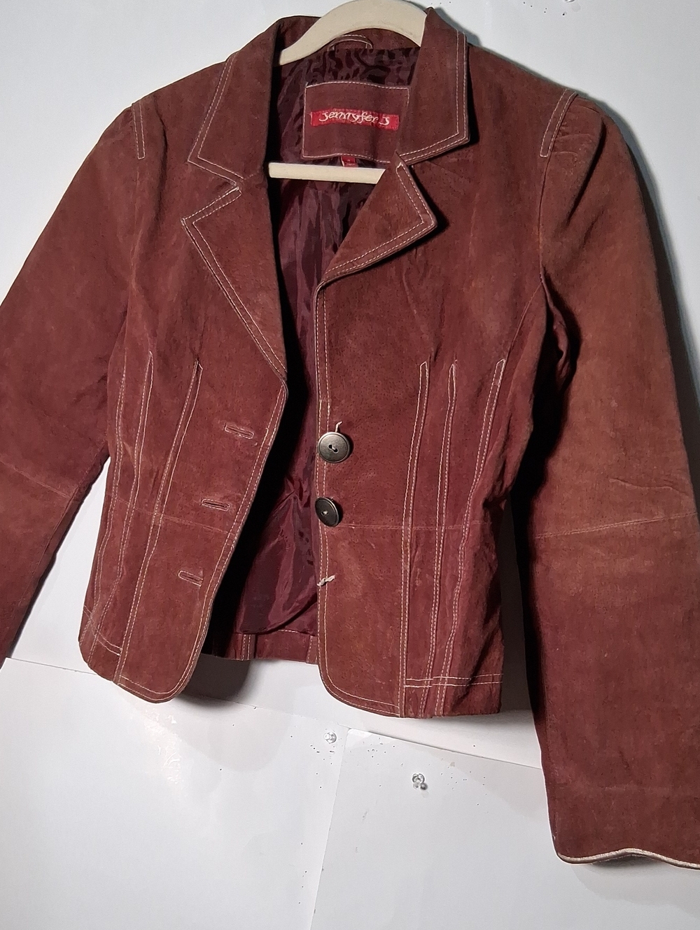 Women's Brown Suede Two-Button Blazer Jacket
